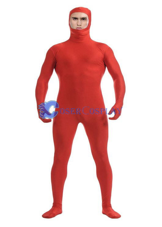 Open Face Lycra Spandex Zentai Red Man